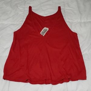 Free People High Neck Low Back Reversible Red Tank